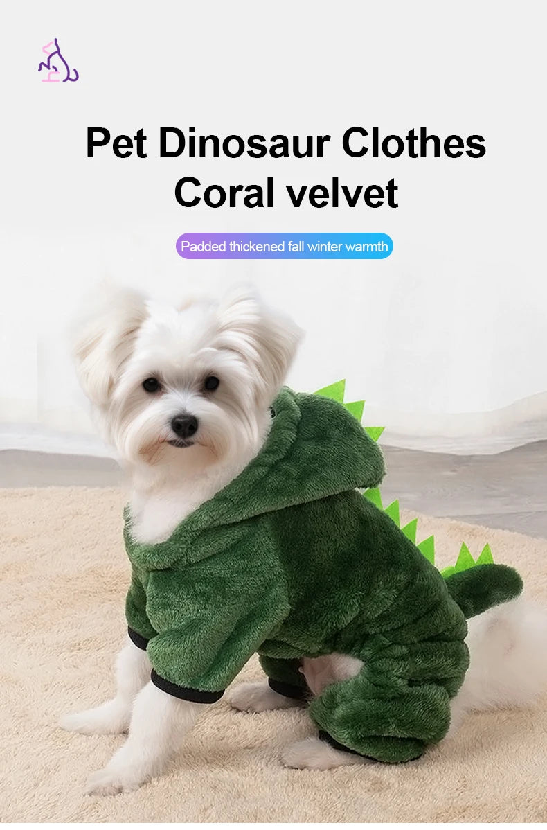 Funny Dino Pet Costume – Cozy Winter Hoodie for Cats & Small Dogs