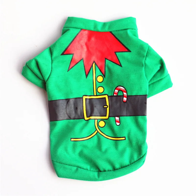 Festive Pet Shirt – Warm Christmas & New Year Clothing for Small/Medium Dogs