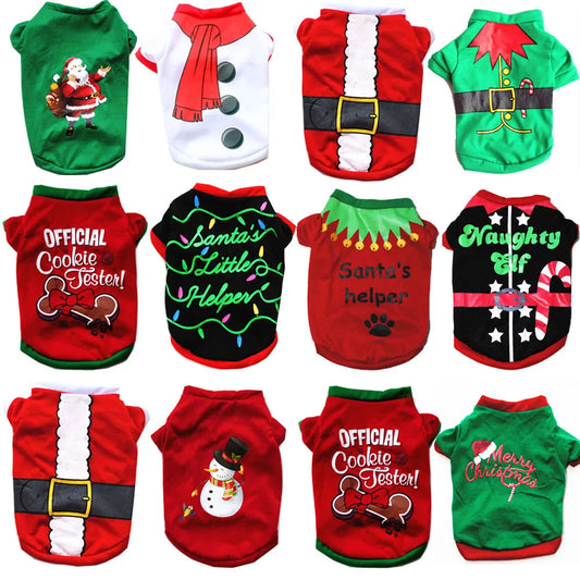 Festive Pet Shirt – Warm Christmas & New Year Clothing for Small/Medium Dogs