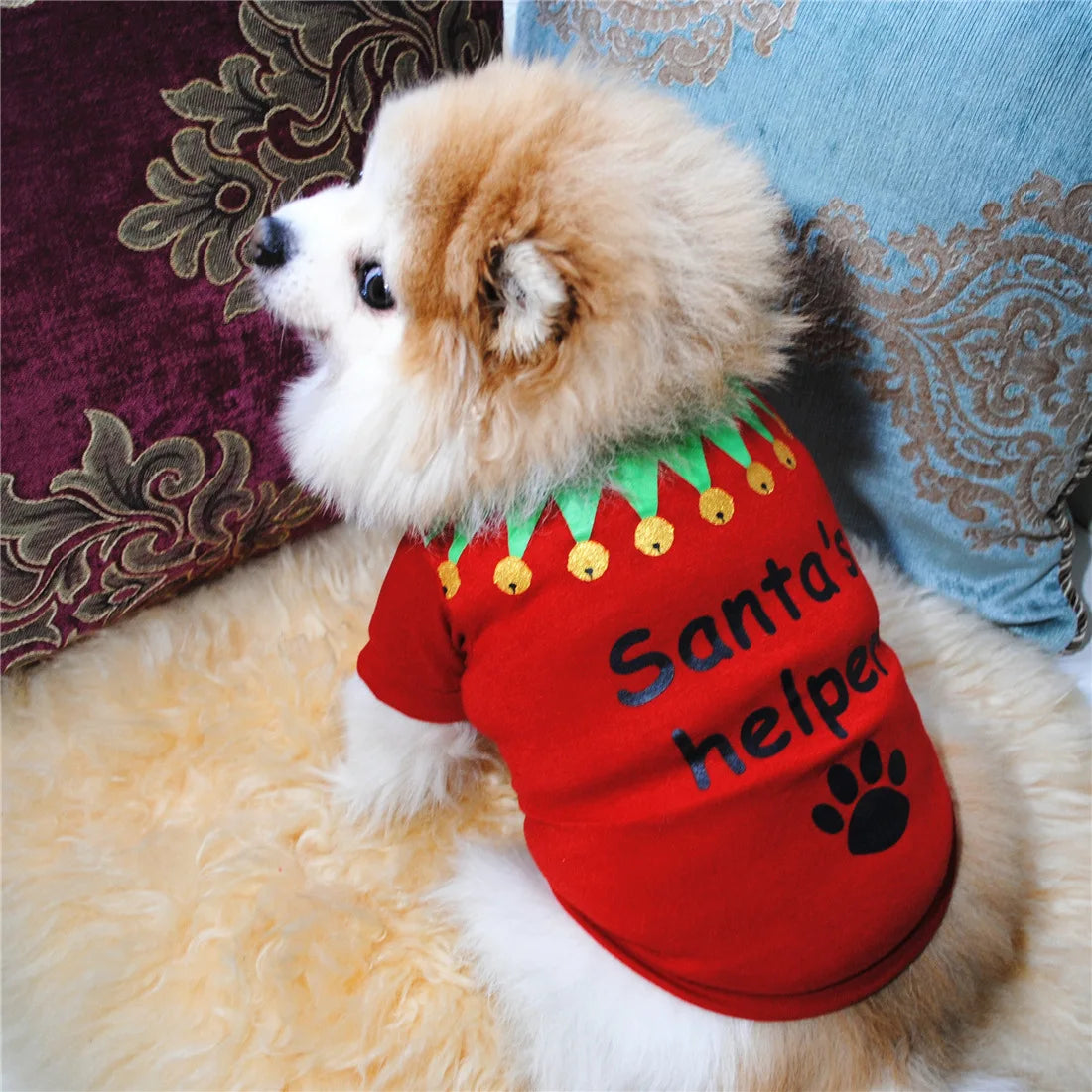 Festive Pet Shirt – Warm Christmas & New Year Clothing for Small/Medium Dogs