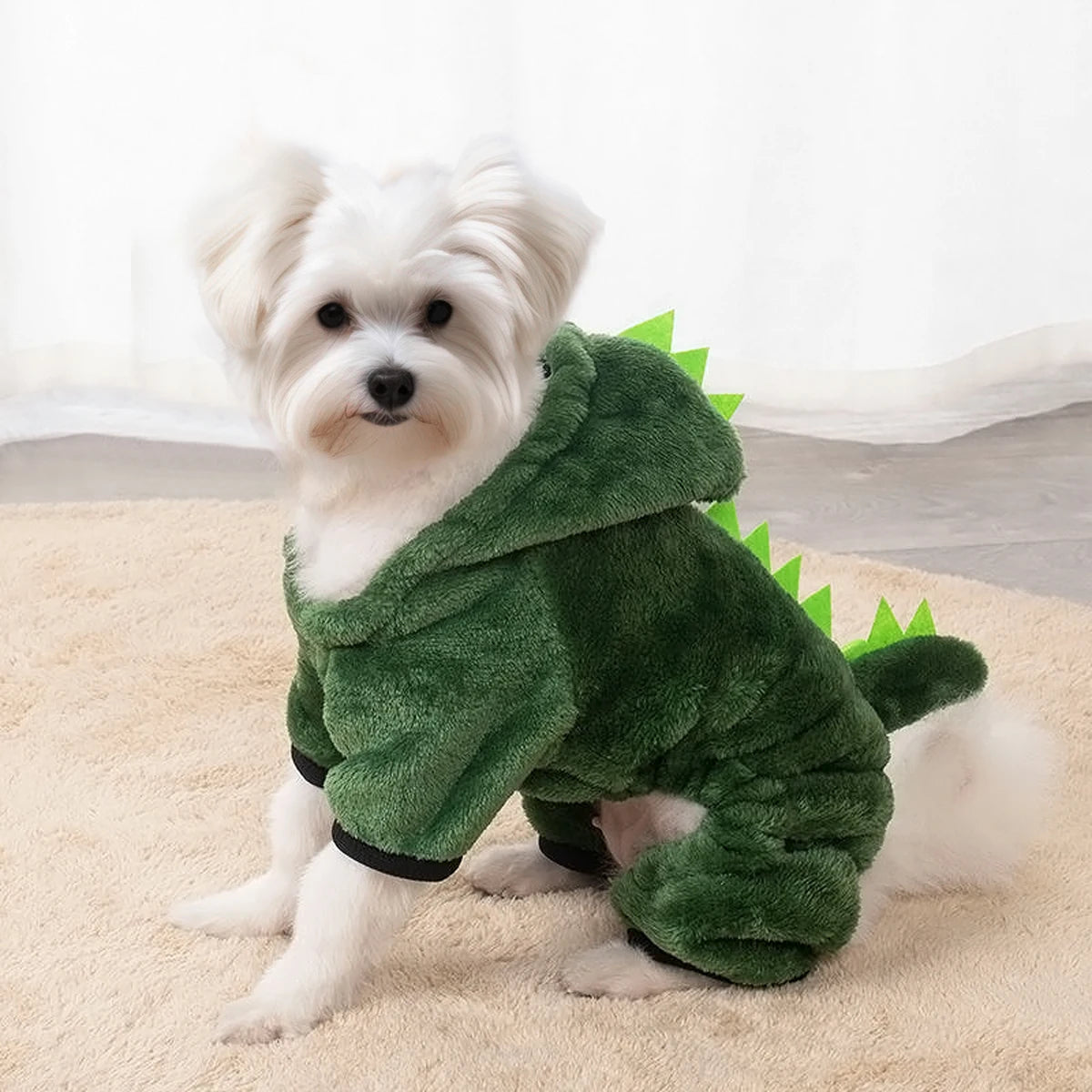 Funny Dino Pet Costume – Cozy Winter Hoodie for Cats & Small Dogs